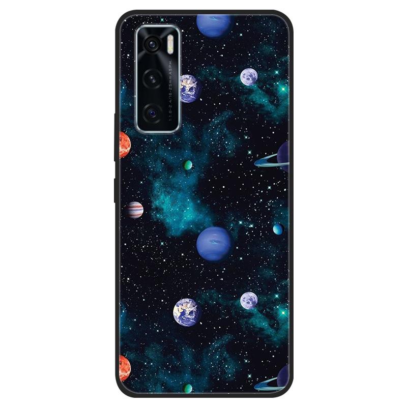 For Vivo V20 SE Case V20SE Silicone Cat Painted Soft Black Cover for VivoV20 V20SE V2022 V2023 Cover TPU Coque Protective Capa
