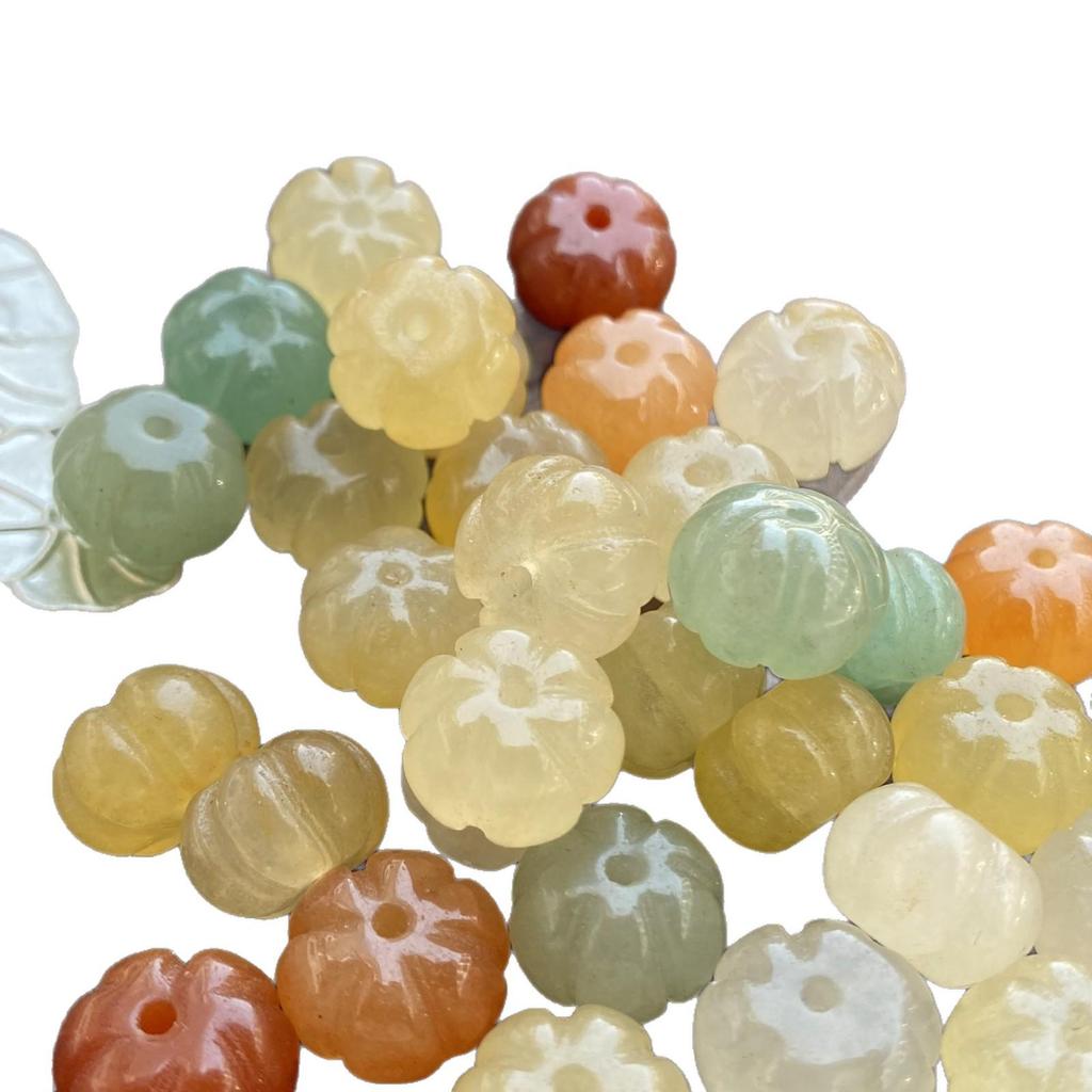 Gold Thread Jade Pumpkin Beads for DIY Jewelry Accessories