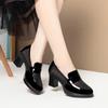 Fashion Block Heel Single Shoes Autumn New Round Toe Deep Mouth Breathable Slip-on Non-Slip High Heels