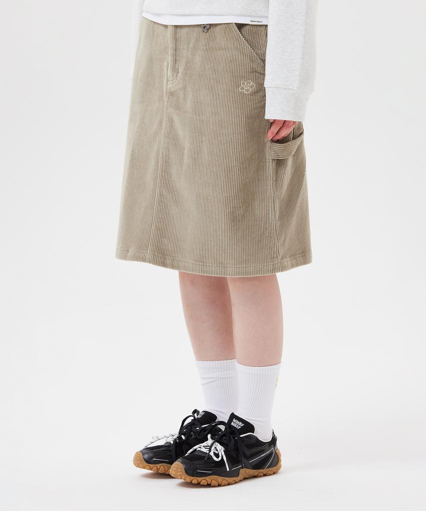 Wacky Willy Women'S Corduroy Carpenter Midi Skirt Light Khaki