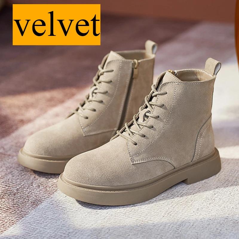 Short Boots for Women 2025 New Matte Leather Women's Shoes British Style Womens Boots Mid Heel Flats Short Boot Platform Shoes