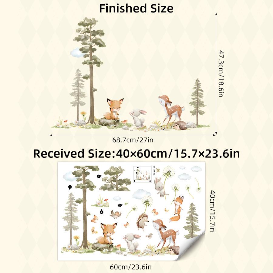 Cartoon Forest Big tree Animals Wall Stickers Hedgehog Dandelion Decals for Children s Room Baby Bedroom Home Wall Decoration