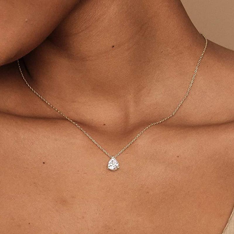 Waterdrop Pendant Necklace for Women Gold Crystal Choker Chain Korean Necklaces Accessories Jewelry N511
