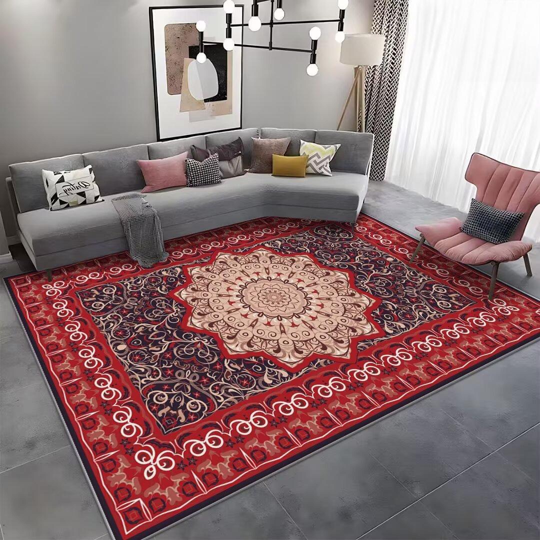 

Ретро Красный Персидский Ковер Американский Орнамент Ковер Роскошные Турецкие Ковры Богемные Ковры для Гостиной Спальни Нескользящий Напольный Коврик 60*90cm