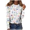 Damenmode, lässig, langärmelig, bedruckt, Rundhalspullover, Top-Bluse