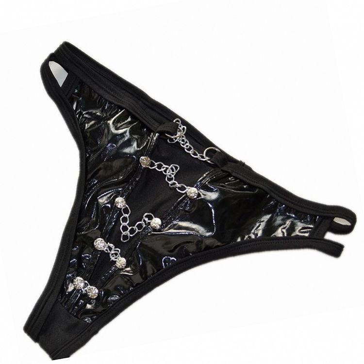 Sexy Gay Underwear Men G-String T-Back Thongs Hollow Pouch Leather Panties Man Lingerie Male Erotic Stage Performance Underpant