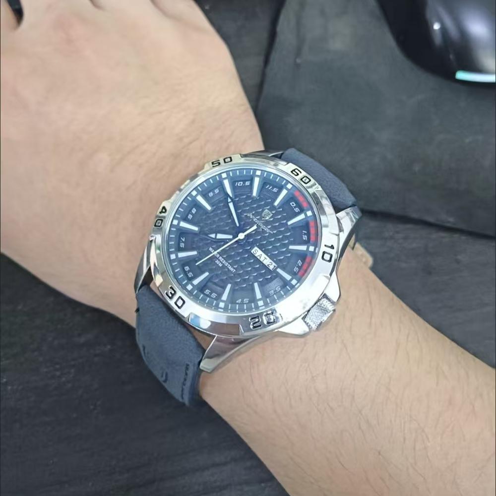 Top Luxury Waterproof Luminous Date Week Watch For Men Quartz Sport Leather Men's Watches