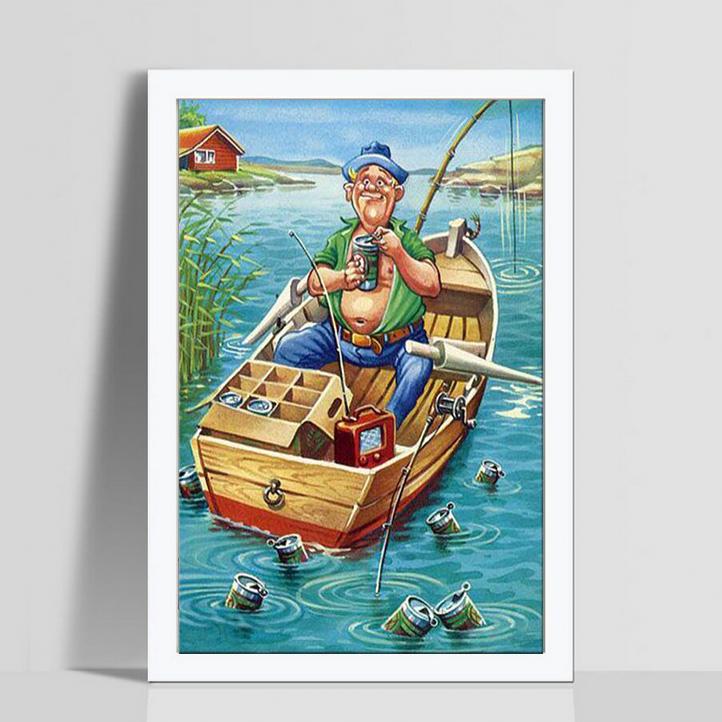 

Полная квадратная дрель 5D DIY Алмазная картина Полная квадратная лодка Рыбалка Алмазная мозаика Вышивка 20*30 cm