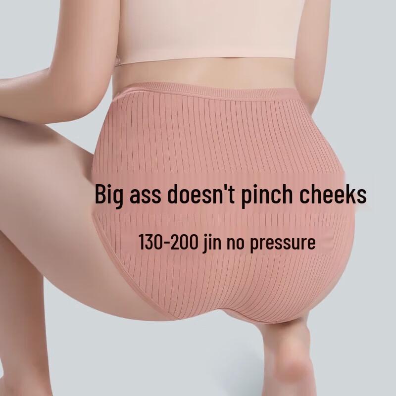 LangSha Women's Plus-Size High-Waist Cotton Underwear 3-Pack