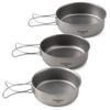 TOMSHOO 3pcs Titanium Bowls Set Ultralight Titanium Dinner Bowl Pan with Foldable Handles for