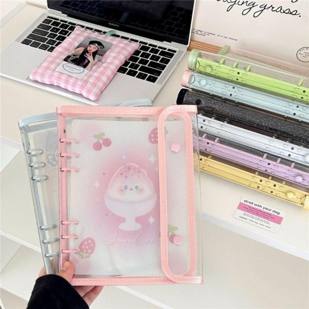 Ins PP A5 Binder Cover Loose Leaf DIY Album Book Double-Buckle Small Card Booklet Kpop Organizer Holder