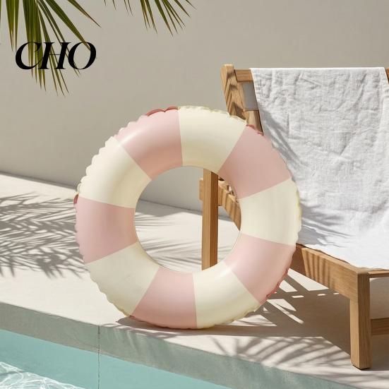 Swim Buoyancy Aid Vintage Striped Swimming Ring PVC Thickened Inflatable Leakproof Men Women Float Tube for Pool Beach Party