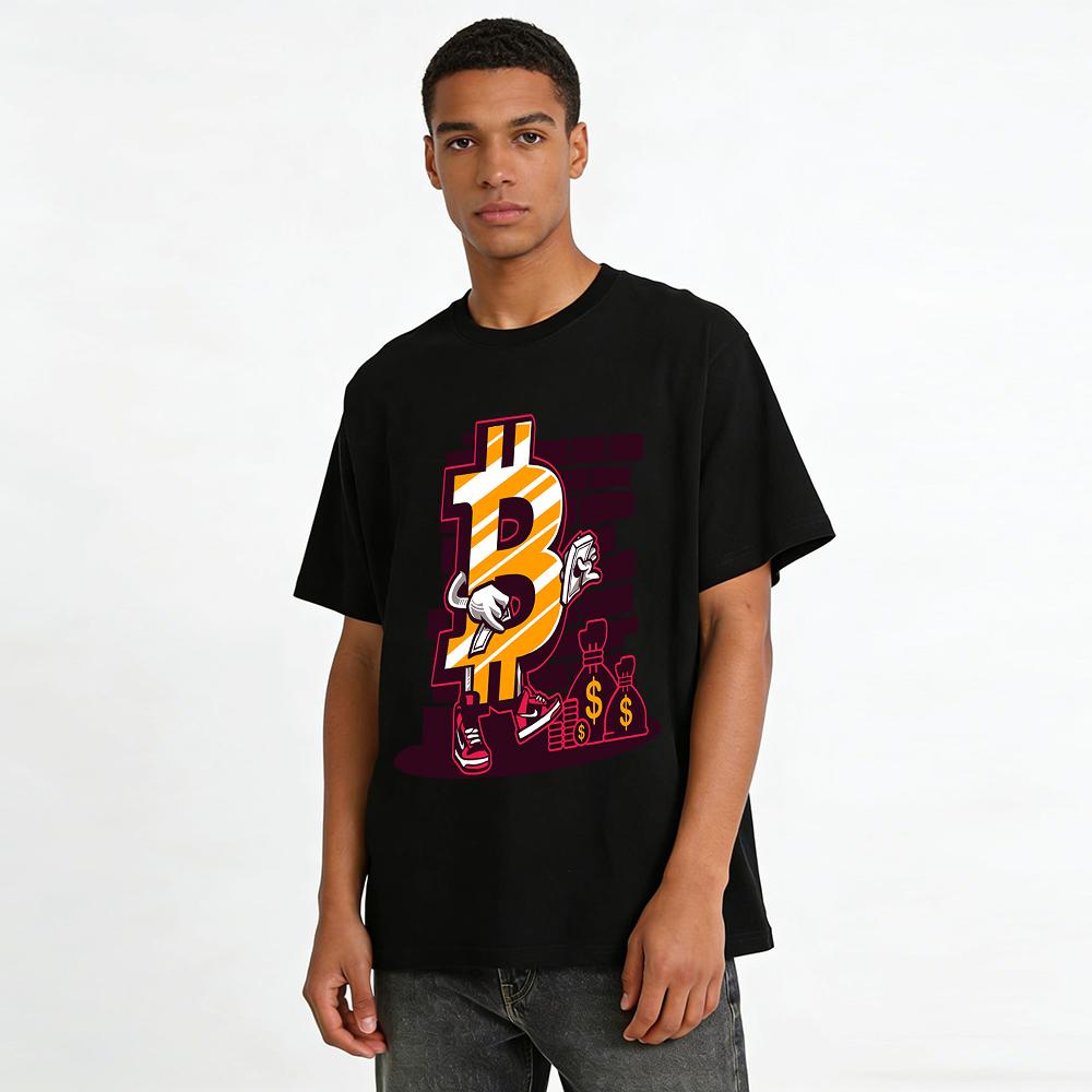 Bitcoin Print Streetwear T-Shirt Unisex Trendy Casual Top Pure Cotton T-shirt
