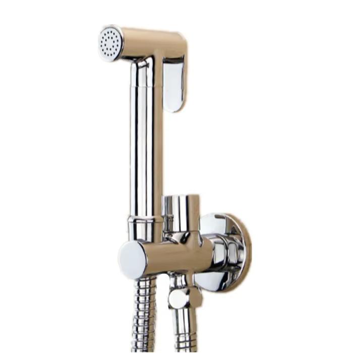 Hongdec Bathroom Handheld Wall-Mounted Bidet 304 Stainless Steel Horizontal Spray Toilet Bidet Sprayer Shattaf Set (as the picture,Stainless Steel)