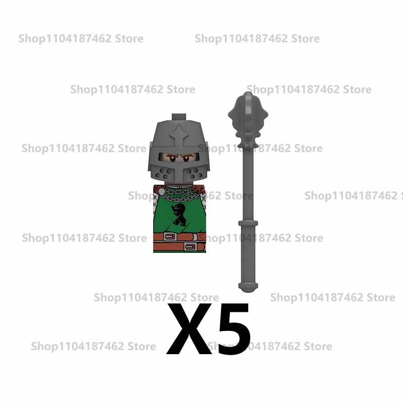 Medieval Military Castle Knight Army Set Building Blocks Green Dragon Wolf Warrior The War of Roses War-horse Weapons Brick Toys