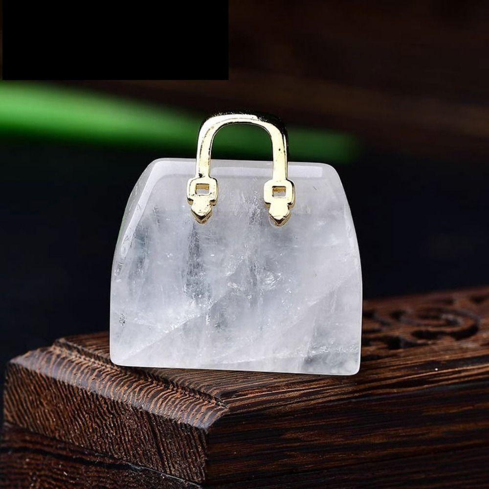 Simple Crystal Handbag Pendant Creative DIY  Necklace Pendant Natural Crystal Stone  Pendant  Gift