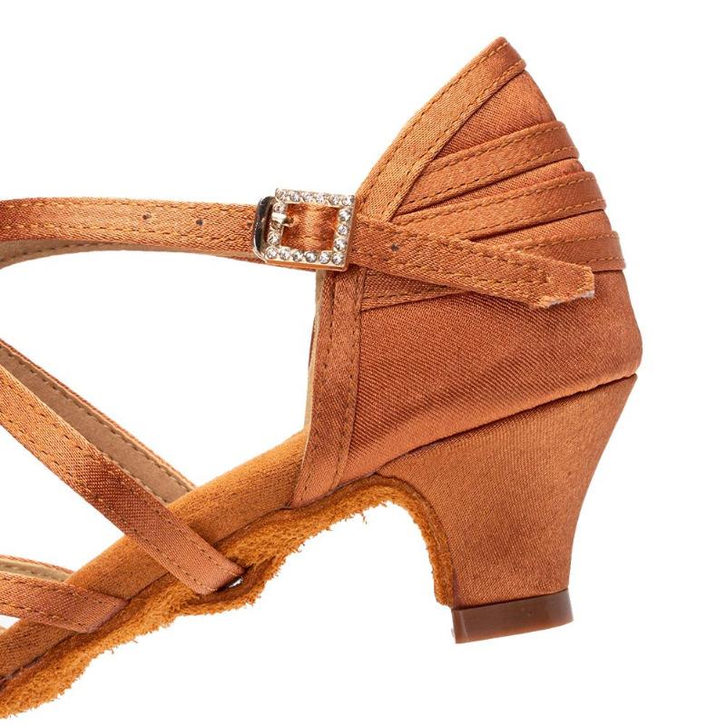 Chaussures de Danse Latine Peep Toe Femmes Filles Enfants Semelle Souple Salsa Fête Salle de Bal Chaussures de Danse Standard à Talons 4CM