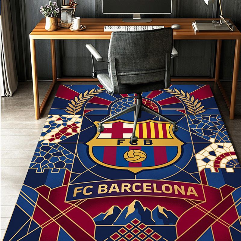 Barcelona FC Soccer Pattern Rug, Indoor/Outdoor Mat, for Picnic, Gameroom, Bedroom, Office, Living Room, Home Decor Carpet, Birthday Gift