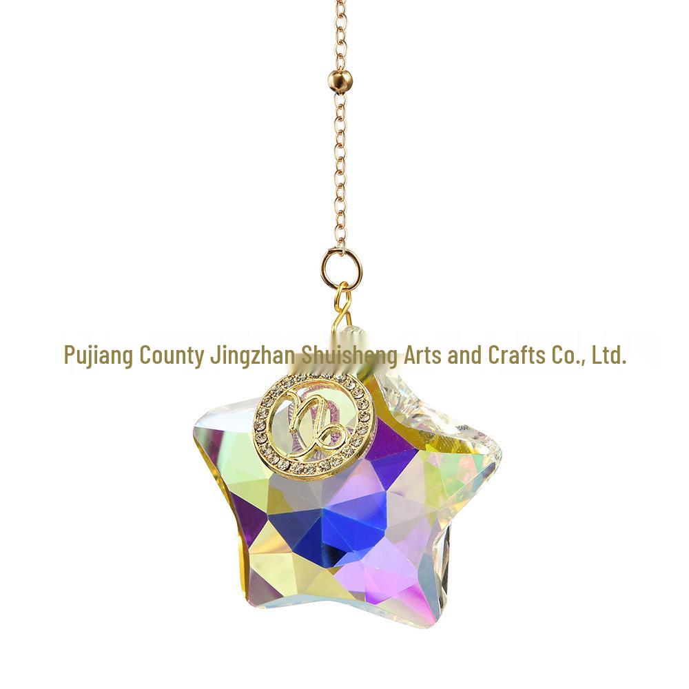 12 Constellations Moon & Pentagram Crystal Sun Catcher Pendant Set