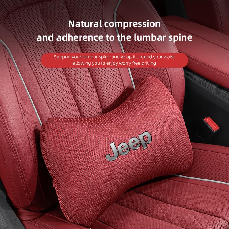Car Headrest Breathable Ice Silk Neck Pillow Lumbar Back Cushion For Jeep Grand Cherokee Wrangler JK Gladiator Compass Renegade