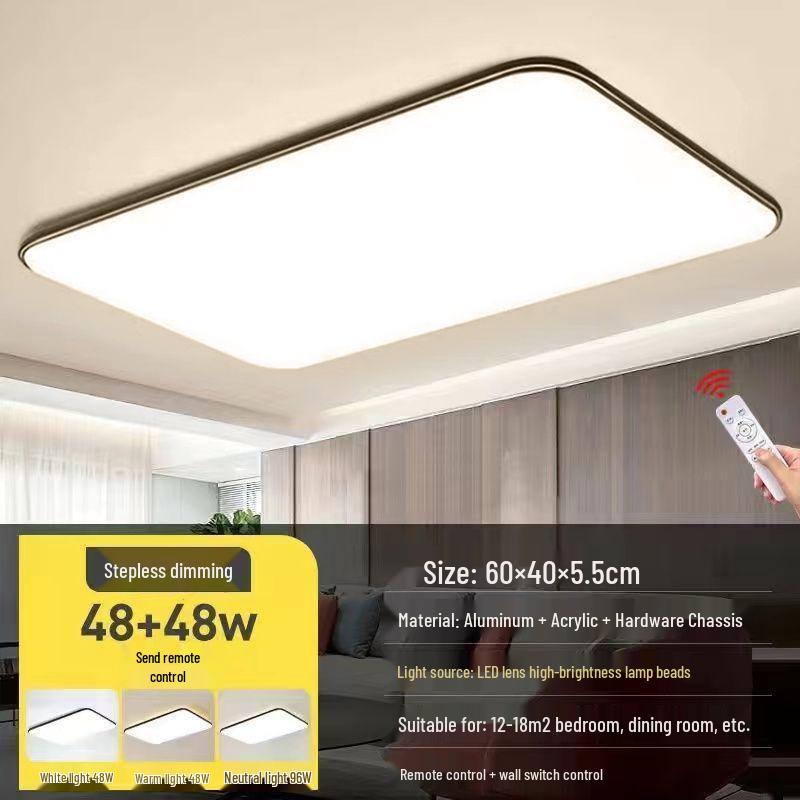 Modern LED Rectangular Ceiling Light - Large Minimalist Fixture for Living Room or Bedroom (2025 Model)