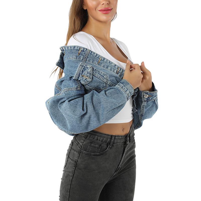 shoulderless jean jacket