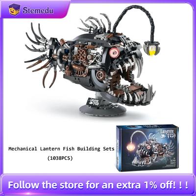 Mechanical Lantern Fish Building Sets Ocean Animal Collection MOC Bricks Assembling Model Toys for STEM Building Gift (1038PCS)