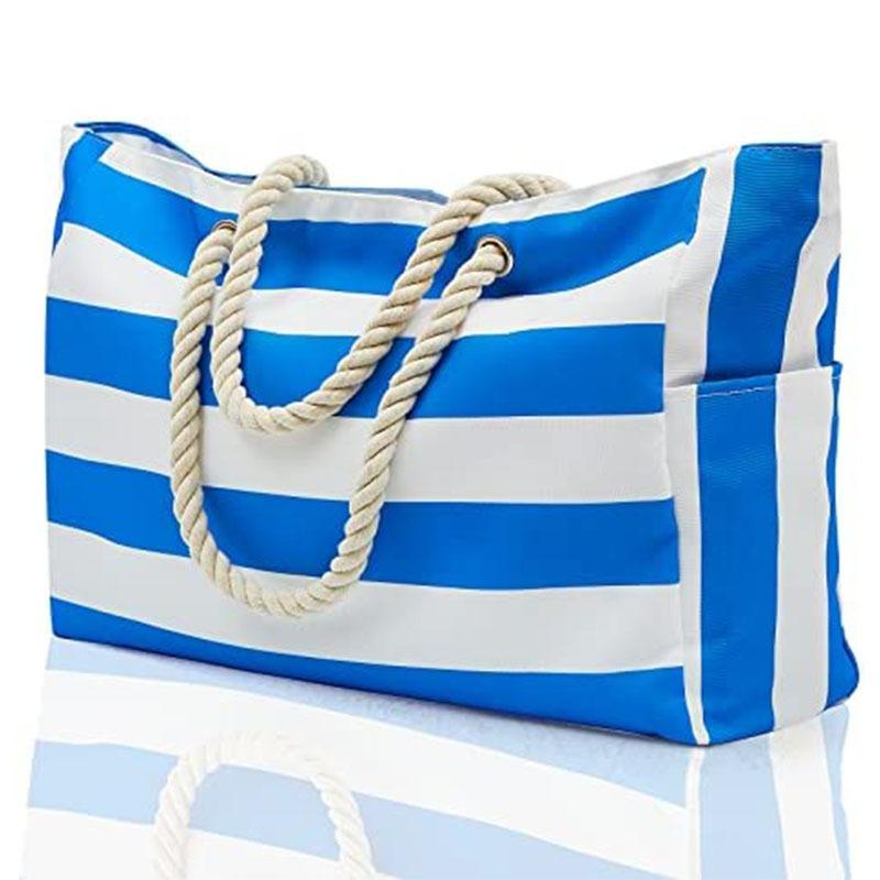 popular striped beach bag large-capacity travel storage bag bold cotton portable shopping environmental tection bag