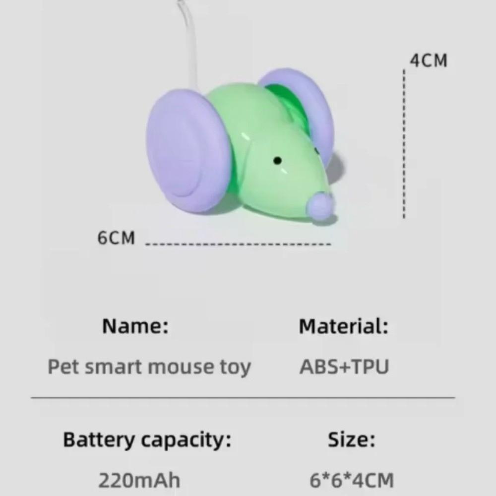 Creative Rechargeable Electric Mouse Car with LED Tail Obstacle Avoidance Interactive Cat Toy Automatic Kitten Toy