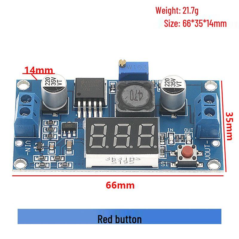 LM2596S Adjustable DC-DC Voltage Regulator Module, 3A Step-Down, 12/24V To 12/5/3.3V, Digital Display