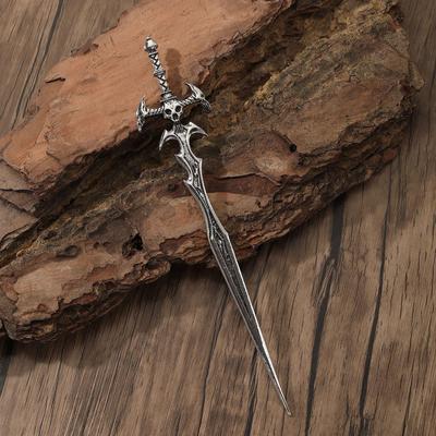 Grampo de Cabelo Espada Crânio de Corvo Viking - Joia Estilo Norueguês Retrô