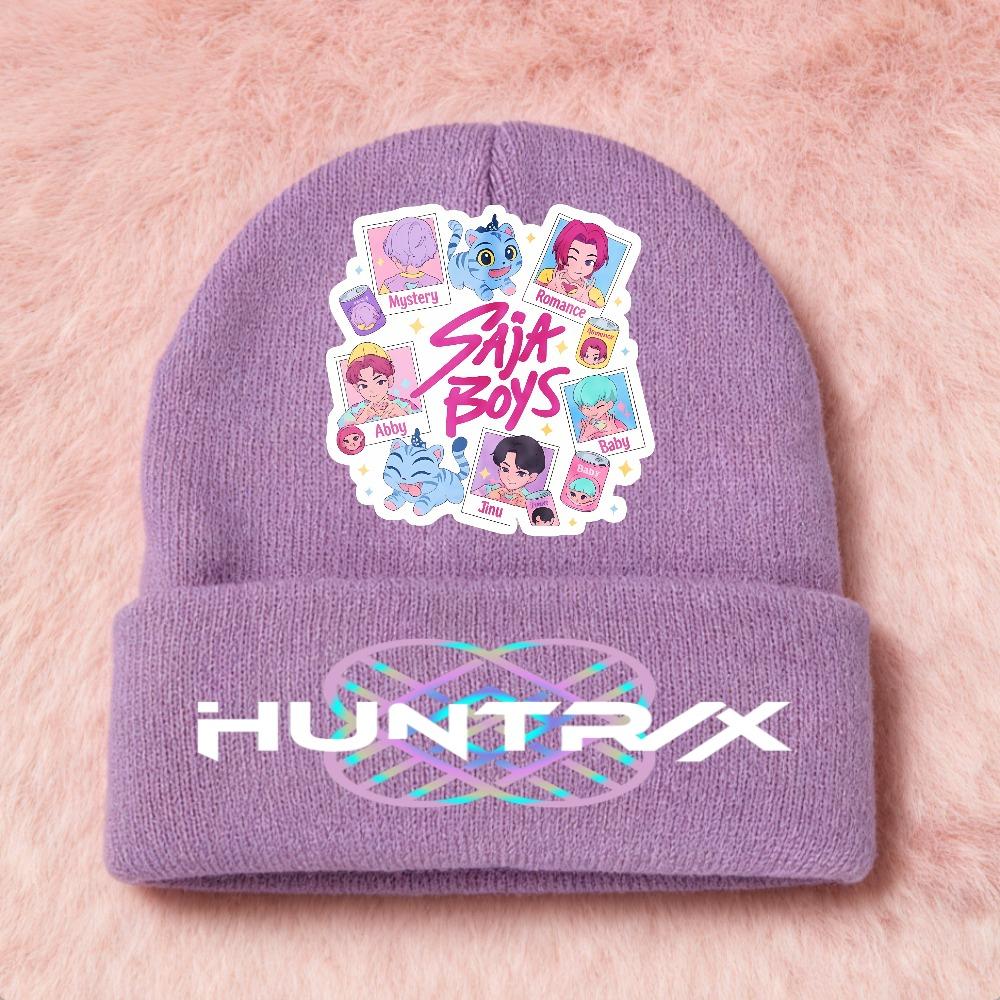 Latest KPop Demon Girls Knitted Hats Kpop Hunter Cartoon Children Headgear Cotton Cold Season Adorable Hat Anime Children Navidad Birth Date Gifts