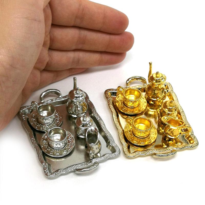 10 stk/sett dukkehus miniatyr metall te dukkehus møbler miniatyr leketøy