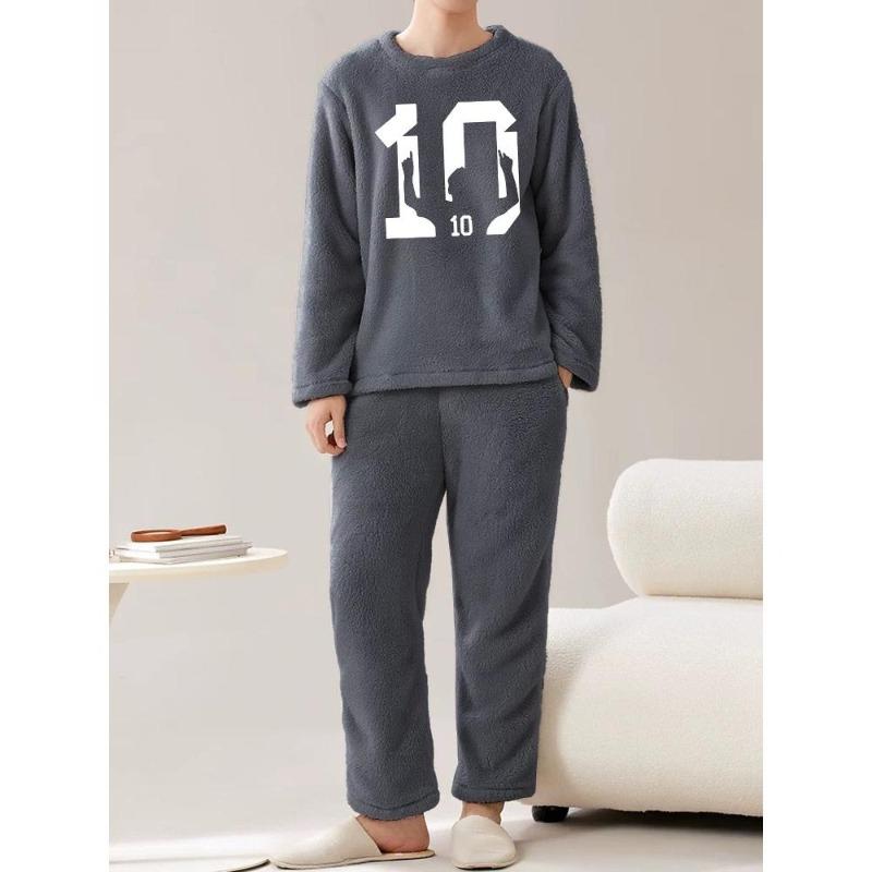 

Мужской фланелевый комплект для сна (Рубашка + Брюки), Отлично для зимнего сна XXL серый