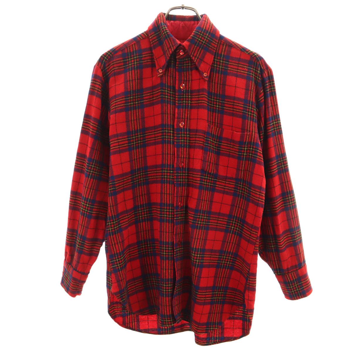 

PENDLETON 70-е годы Сделано в США Шерстяная Винтажная Клетчатая Рубашка с Длинным Рукавом на Пуговицах Мужская Б/У