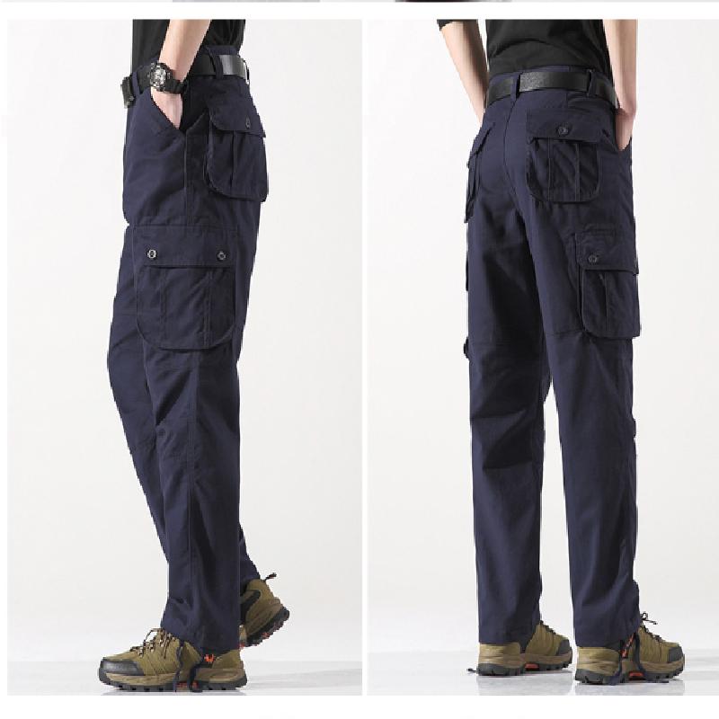 Men's Casual Pants with Three-dimensional Pockets, Straight-leg Long Pants, Outdoor Multi-pocket Men's Cargo Pants
