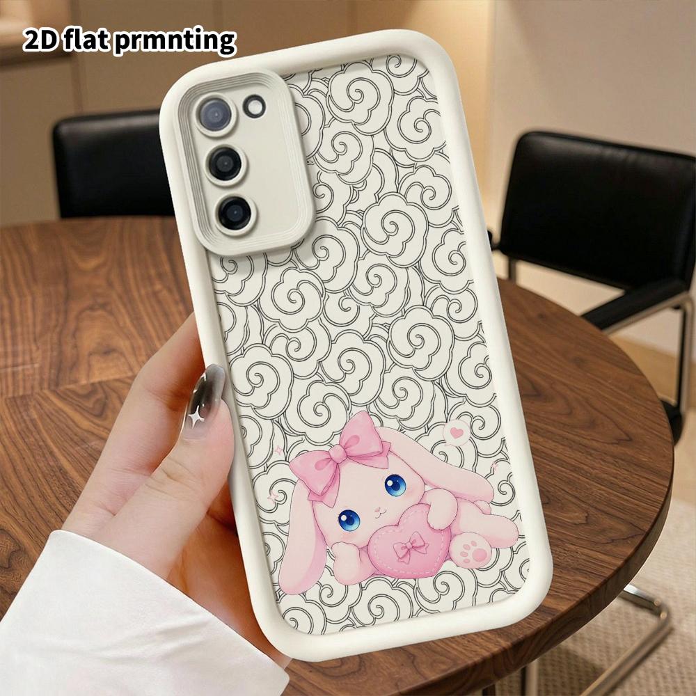 Phone Case: 2D Flat Samsung Galaxy A34 A35 M05 M06 S20 S22 S21 FE Plus 5G Protective Case, Pink Lop-Eared Bunny, Christmas and Halloween Gifts