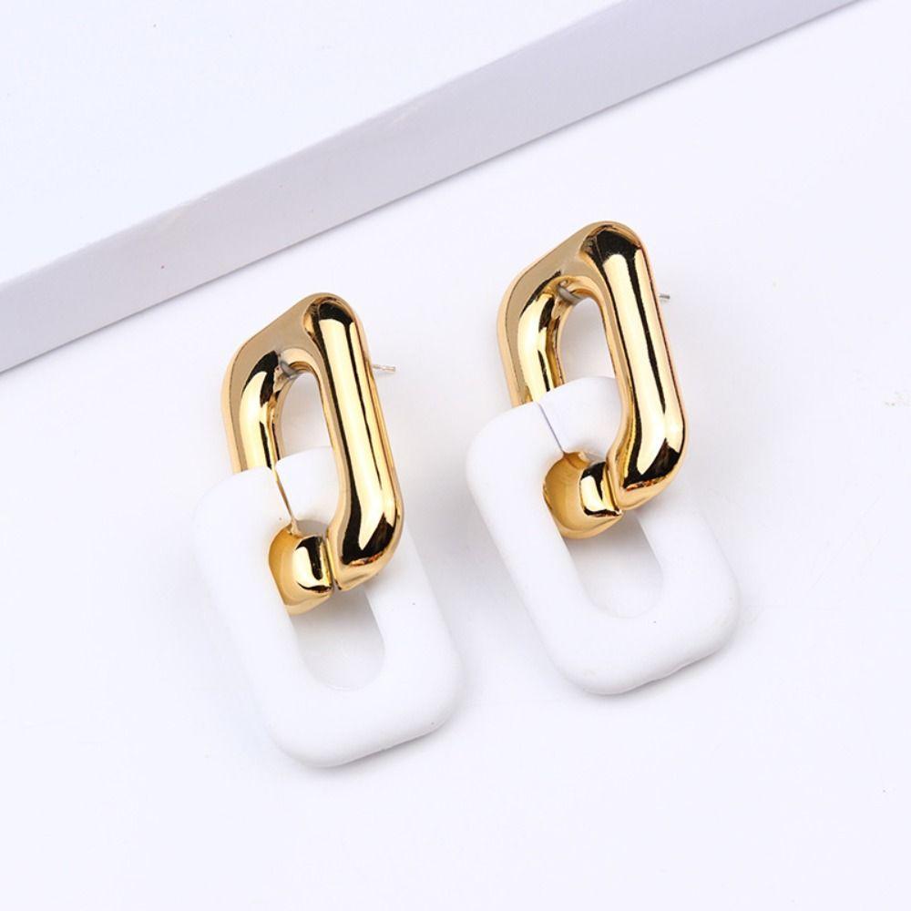Acrylic Link Chain Earrings Light Weight Square Drop Earrings Fashion Jewelry Colorful Earring
