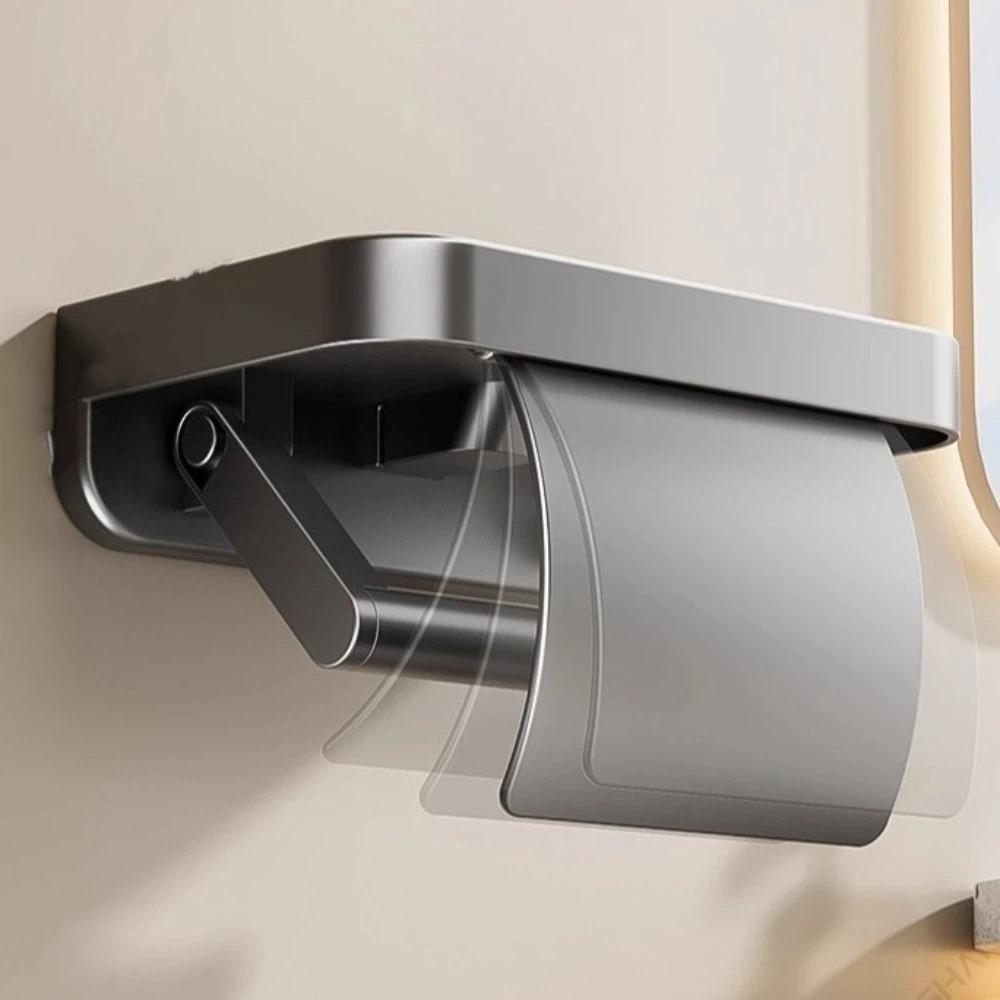 Wall-Mounted Paper Roll Storage Shelf No-Drill Toilet Paper Shelf Sturdy Tissue Rack Washroom