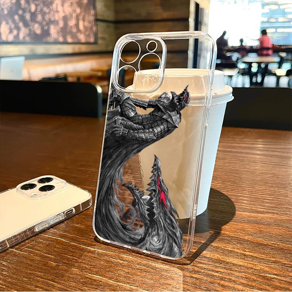 CUSTODIA TELEFONO ANIME GIAPPONESE B-Berserk Cool Per iPhone17,16,15,14,13,12,11 Plus,Pro Max Cover Trasparente Morbida