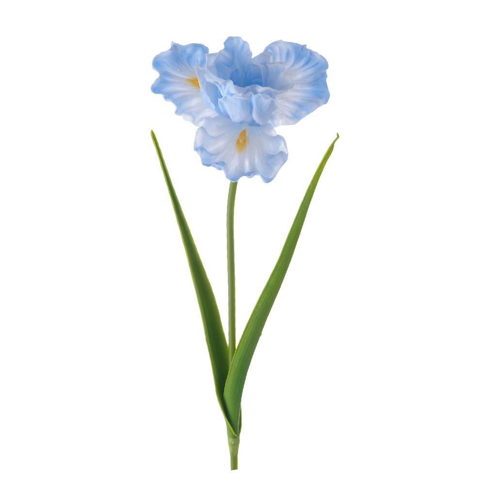 Green Leaves Artificial Iris Flower Soft Petals Lifelike Flower  Home Decoration синий