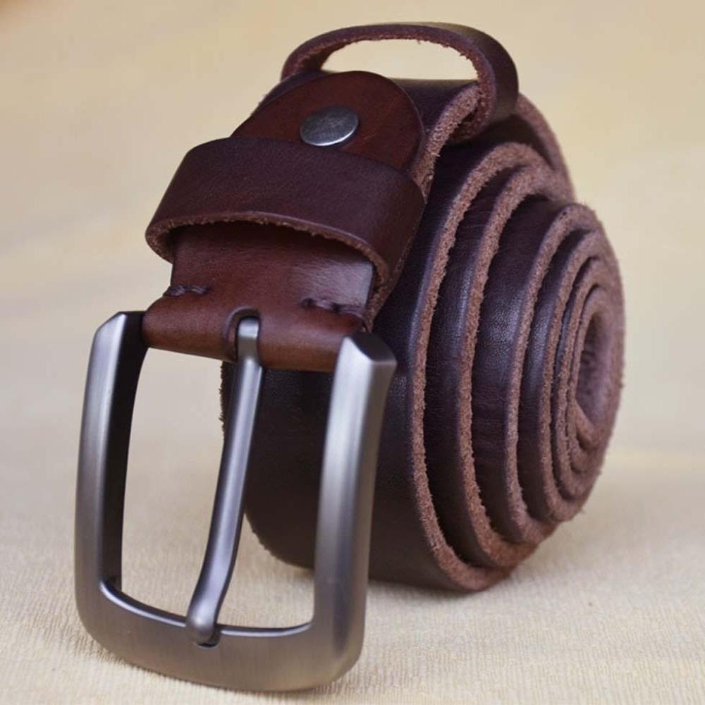 Texture Genuine Leather Belt Retro Jeans Waistband Classic Men Wide Belt  Party