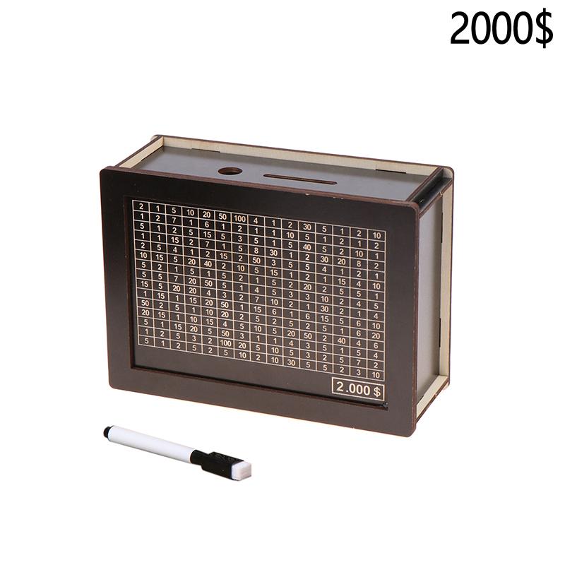 500/1000/2000/3000/5000/10 000 euro sparebøsse Sparegris Wood Money Bank Gjenbrukbar pengebøsse med sparemål og tallbokser