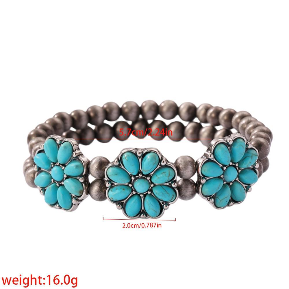 Retro Türkis Boho Armband: Ethno-Stil, 925 versilbert, Naturstein, trendiger Damenschmuck