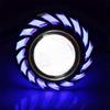 Motorcycle LED Headlight Projector Squid Ring Qiilu LED Projector Lens Dual Halo Angel Devil Eye Spot Light Motorcycle Headlight (Blue)