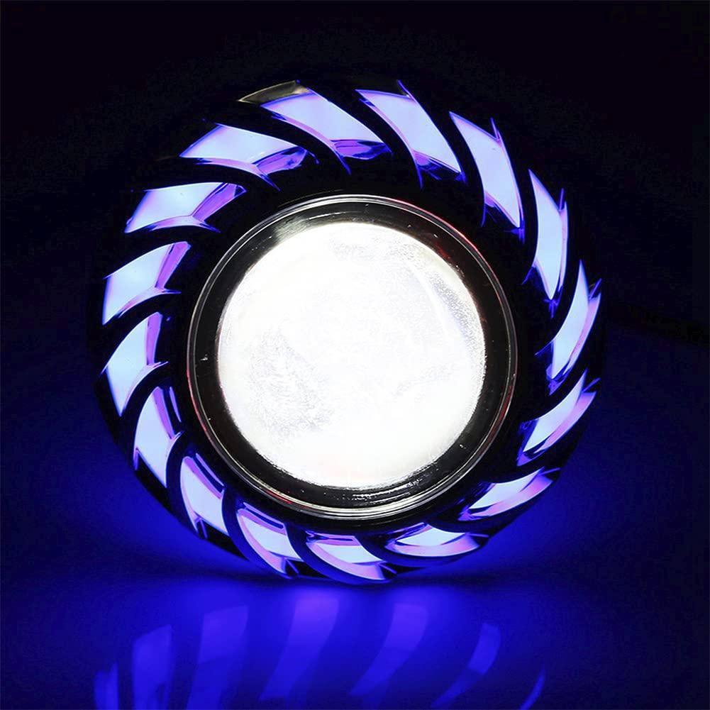 Motorcycle LED Headlight Projector Squid Ring Qiilu LED Projector Lens Dual Halo Angel Devil Eye Spot Light Motorcycle Headlight (Blue)