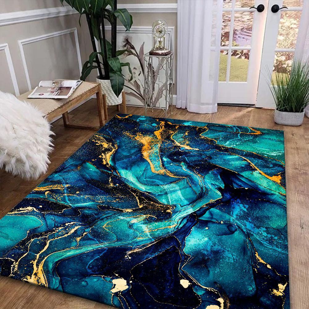 Blue Marble Carpet for Living Room Luxury Home Decorations Sofa Table Large Area Rugs Bedroom Bedside Foot Pad Non-slip Mat