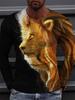 T-shirt a maniche lunghe con stampa 3D di tigre Primavera e Autunno Top casual quotidiano da uomo Moda urbana di strada T-shirt a maniche lunghe