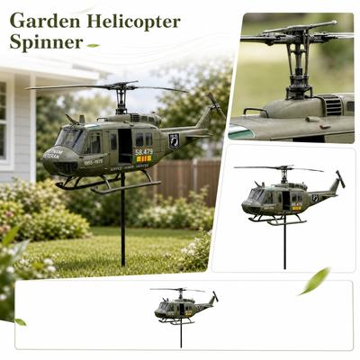 3D Metal Outdoor Garden Yard Rotatable Helicopter Wind Spinner Sculpture Decorative Lawn Art