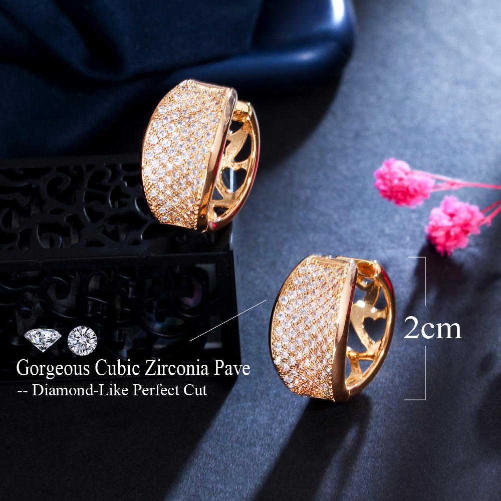 CMM Simple Sparkly Gold Color Cubic Zirconia Hoop Earrings